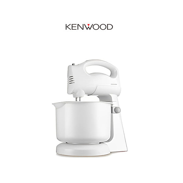 KENWOOD Stand Mixer Hand Mixer (Electric Whisk) 250W with 2.7L Rotary Bowl, 6 Speeds + Turbo Button, Twin Stainless Steel Kneader and Beater for Mixing, Whipping, Whisking, Kneading HM430 White