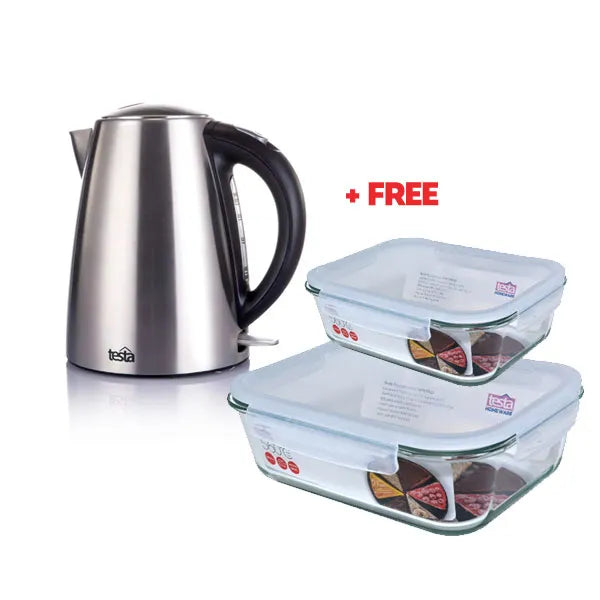 TESTA – Kettle 2200W 1.7L + FREE 2 Glass containers 640ml & 1520ml