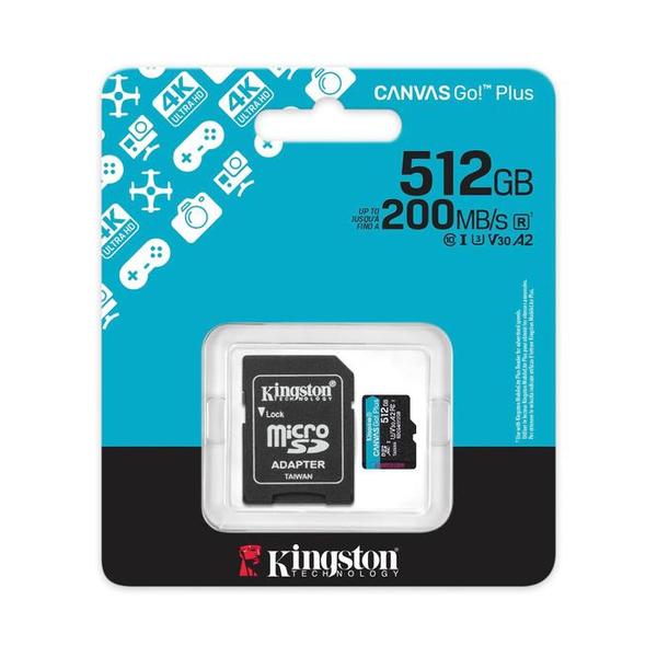 Kingston Canvas Go Plus 512GB 4K microSD Card | Up to 200MB/s | Class 10, UHS-I, U3, V30, A2 | SDCG4/512GB, with 5 Years Official Warranty