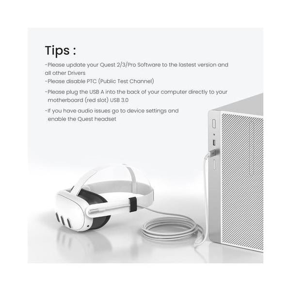 KIWI Design 16FT Link Cable Compatible with Oculus/Meta Quest 3S Accessories, and Quest 3/2/Pro/Pico 4, USB 3.0 to USB C Link Cable with 5Gbps Super Speed