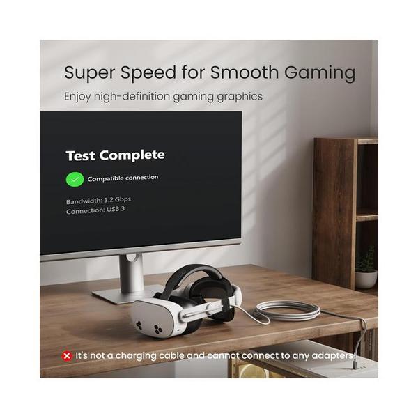 KIWI Design 16FT Link Cable Compatible with Oculus/Meta Quest 3S Accessories, and Quest 3/2/Pro/Pico 4, USB 3.0 to USB C Link Cable with 5Gbps Super Speed