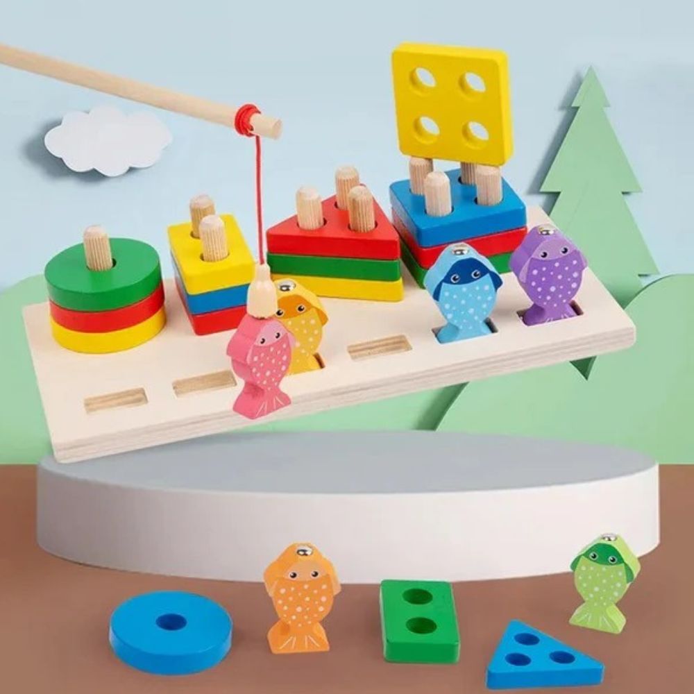 2-in-1 Activity Box  Wooden Shape Sorter & Fishing Game Lebanon