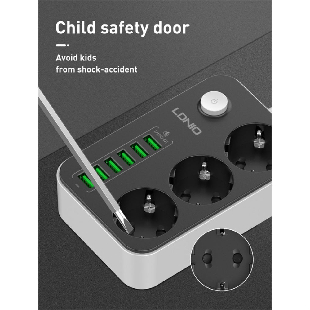 Ldnio 3 AC Outlets EU Power Strip SE3631 2500W