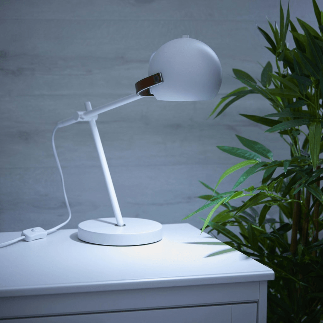 LED Scandi Table Lamp In White With Leather Look Table Lamp Lebanon"
