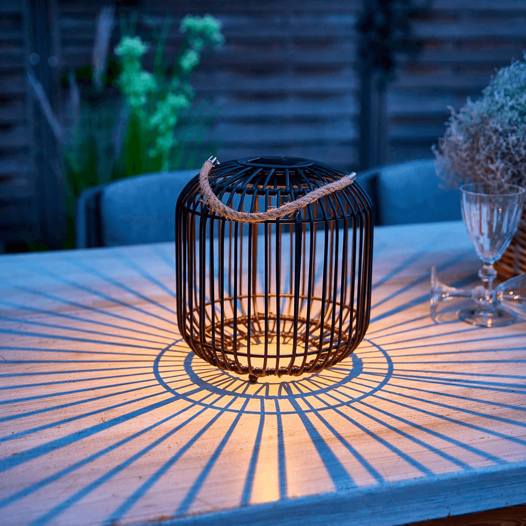 LED Solar Wicker Lantern for Indoor and Outdoor