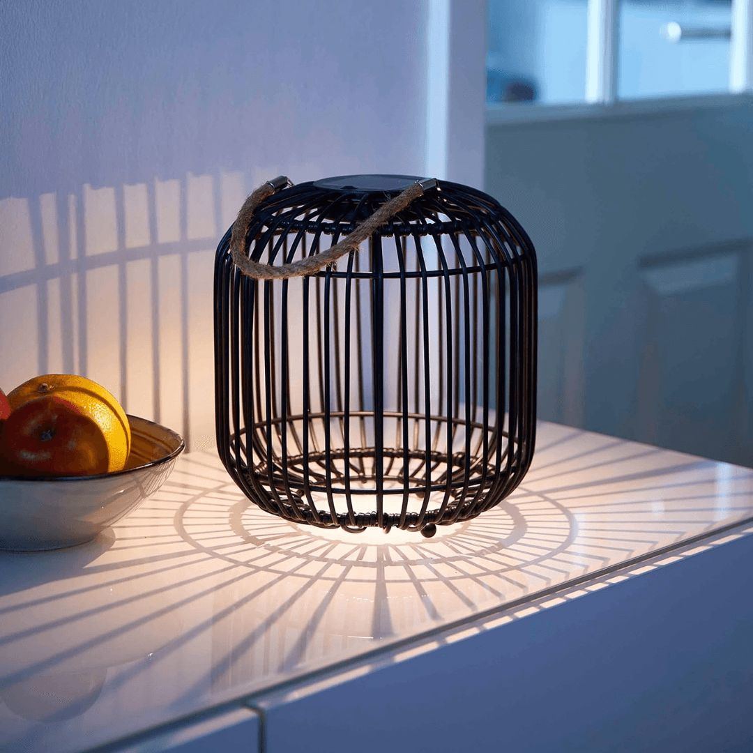 LED Solar Wicker Lantern for Indoor and Outdoor