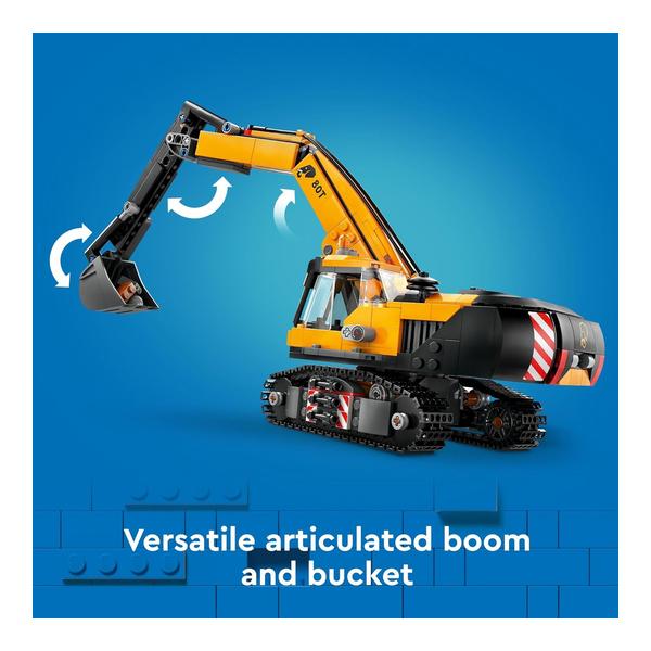 LEGO City Yellow Construction Excavator Toy Digger for Boys and Girls Ages 8 and Up, 3 Construction Worker Minifigures Included for Fun Pretend Play, Birthday for Kids, 60420
