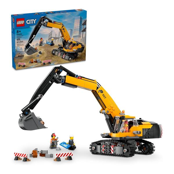 LEGO City Yellow Construction Excavator Toy Digger for Boys and Girls Ages 8 and Up, 3 Construction Worker Minifigures Included for Fun Pretend Play, Birthday for Kids, 60420