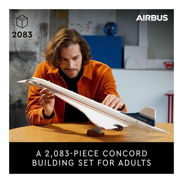 LEGO Icons Concorde Model Aircraft, Gift for Adults, Build a Replica Model of the World’s Most Famous Supersonic Commercial Passenger Plane with Authentic Details and Functional Pieces, 10318