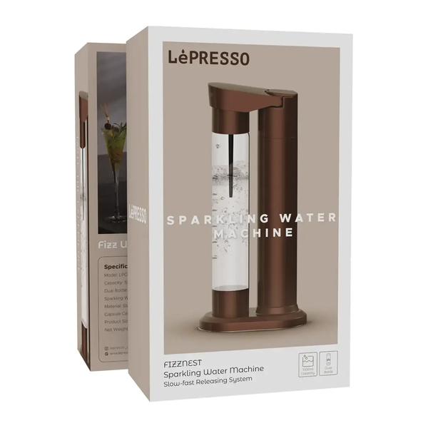 Lepresso Fizznest Sparkling Water Machine, Brown, LPCFFSSM0097-BR