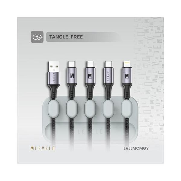 Levelo Livia Detachable Magnetic Cable Management, Tangle-Free, 5 Magnetic Heads, Lightweight, Easy to Install, Within 4mm Diamete Cable Compatibility, 8L x 4W centimeters, 25 Grams