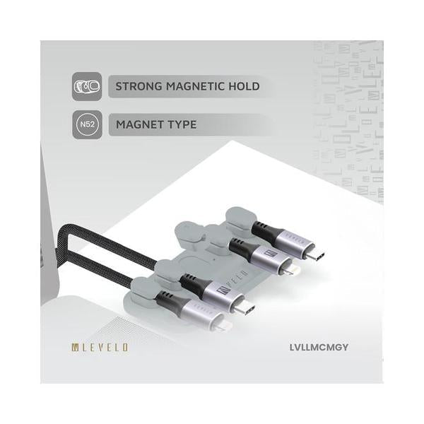 Levelo Livia Detachable Magnetic Cable Management, Tangle-Free, 5 Magnetic Heads, Lightweight, Easy to Install, Within 4mm Diamete Cable Compatibility, 8L x 4W centimeters, 25 Grams