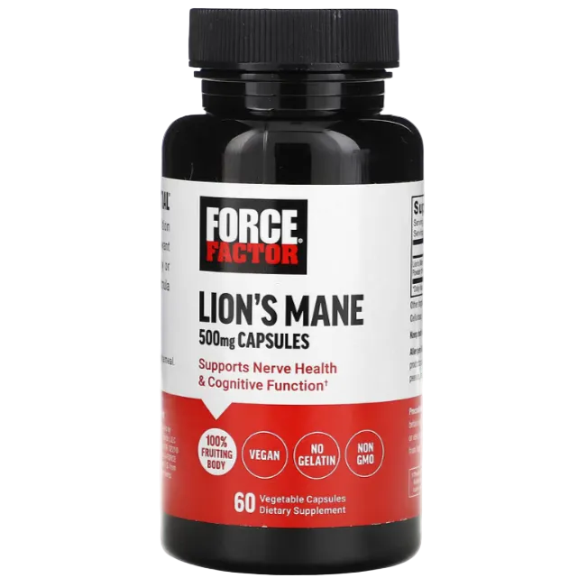 Force Factor Lion’s Mane – 500 mg, 60 Vegetable Capsules | Brain Health, Focus & Cognitive Support