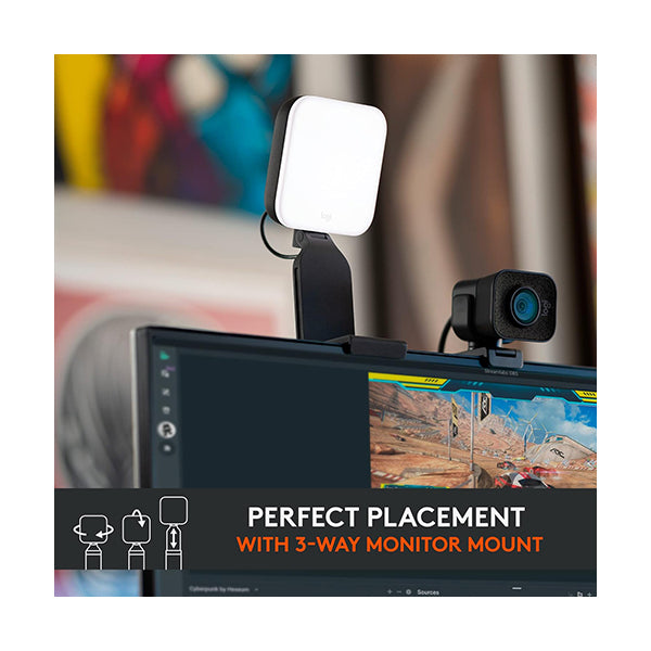 Logitech for Creators Litra Glow Premium LED Streaming Light with TrueSoft, Adjustable Monitor Mount, Brightness & Color Temp Settings, Desktop App Control for PC/Mac - 946-000001