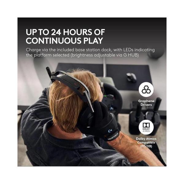 Logitech G Astro A50 X Omni-Platform Wireless Gaming Headset + Base Station for PS5, Xbox, PC: PLAYSYNC Video & Audio Switcher, HDMI 2.1 4K 120Hz VRR, <24 bit/48 kHz, 24hr Battery, 2.4GHz & BT