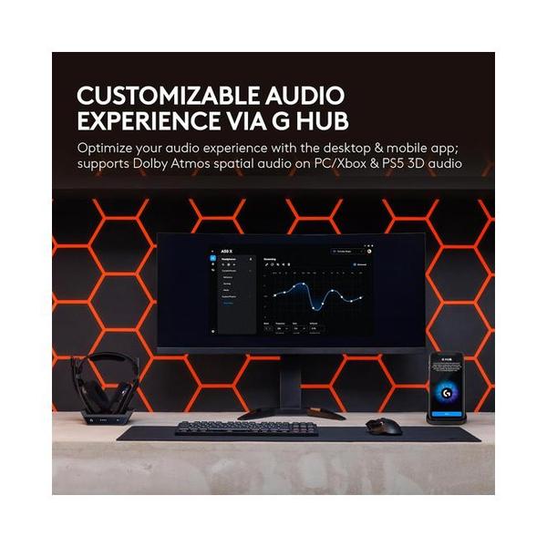 Logitech G Astro A50 X Omni-Platform Wireless Gaming Headset + Base Station for PS5, Xbox, PC: PLAYSYNC Video & Audio Switcher, HDMI 2.1 4K 120Hz VRR, <24 bit/48 kHz, 24hr Battery, 2.4GHz & BT