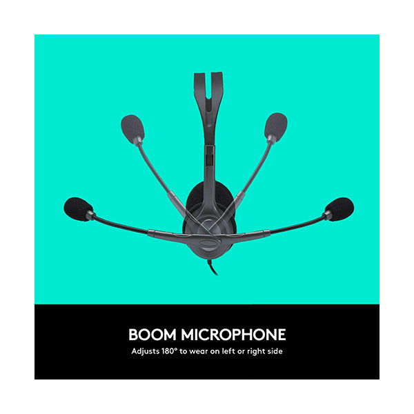 Logitech, H111 Wired Headset, Stereo Headphones with Noise, Cancelling Microphone, 3.5 mm Audio Jack, PC/Mac/Laptop/Smartphone/Tablet - 981-000593
