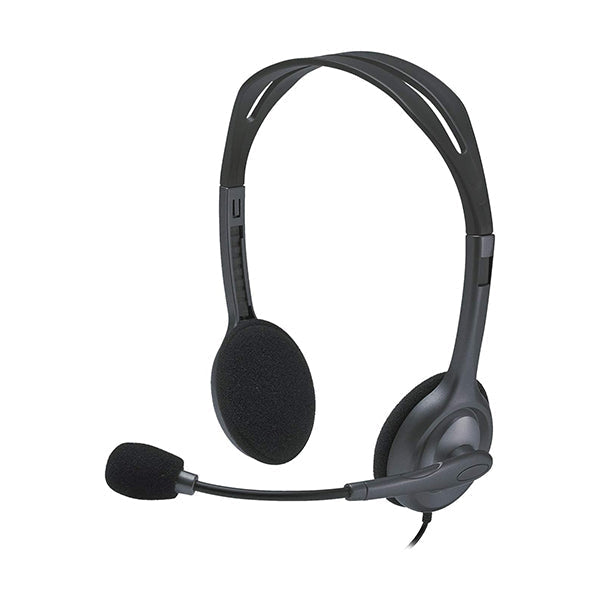 Logitech, H111 Wired Headset, Stereo Headphones with Noise, Cancelling Microphone, 3.5 mm Audio Jack, PC/Mac/Laptop/Smartphone/Tablet - 981-000593
