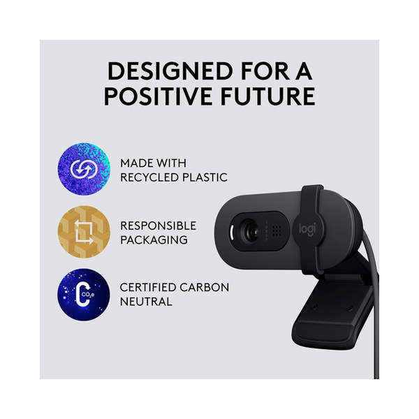 Logitech Brio 105 Full HD 1080p Business Webcam with Auto-Light Balance, USB-A, Privacy Shutter, Easy Set-Up, Compatible with Windows, macOS, ChromeOS