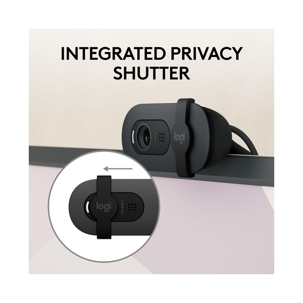 Logitech Brio 105 Full HD 1080p Business Webcam with Auto-Light Balance, USB-A, Privacy Shutter, Easy Set-Up, Compatible with Windows, macOS, ChromeOS