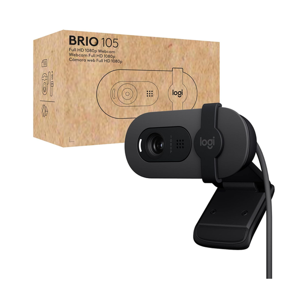 Logitech Brio 105 Full HD 1080p Business Webcam with Auto-Light Balance, USB-A, Privacy Shutter, Easy Set-Up, Compatible with Windows, macOS, ChromeOS