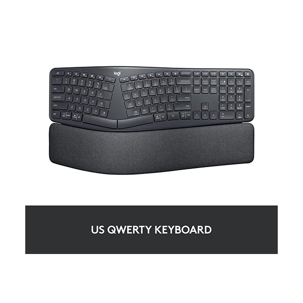 Logitech, ERGO K860 Wireless Ergonomic Qwerty Keyboard, Split Keyboard, Wrist Rest, Natural Typing, Stain-Resistant Fabric, Bluetooth and USB Connectivity, Compatible with Windows/Mac - 920-009166