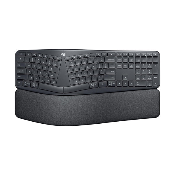 Logitech, ERGO K860 Wireless Ergonomic Qwerty Keyboard, Split Keyboard, Wrist Rest, Natural Typing, Stain-Resistant Fabric, Bluetooth and USB Connectivity, Compatible with Windows/Mac - 920-009166