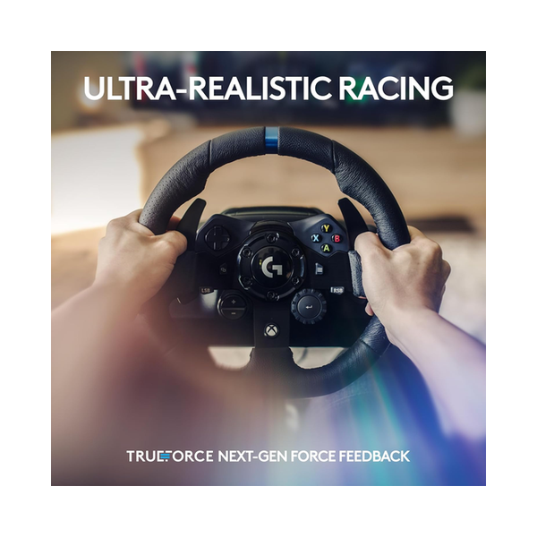 Logitech G923 Racing Wheel and Pedals for Xbox X|S, Xbox One and PC Featuring TRUEFORCE up to 1000 Hz Force Feedback, Responsive Pedal, Dual Clutch Launch Control, and Genuine Leather Wheel Cover