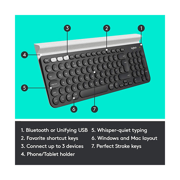 Logitech K780 Multi-Device Wireless Keyboard One Keyboard, Fully Equipped, for Computer, Phone, and Tablet - 920-008149