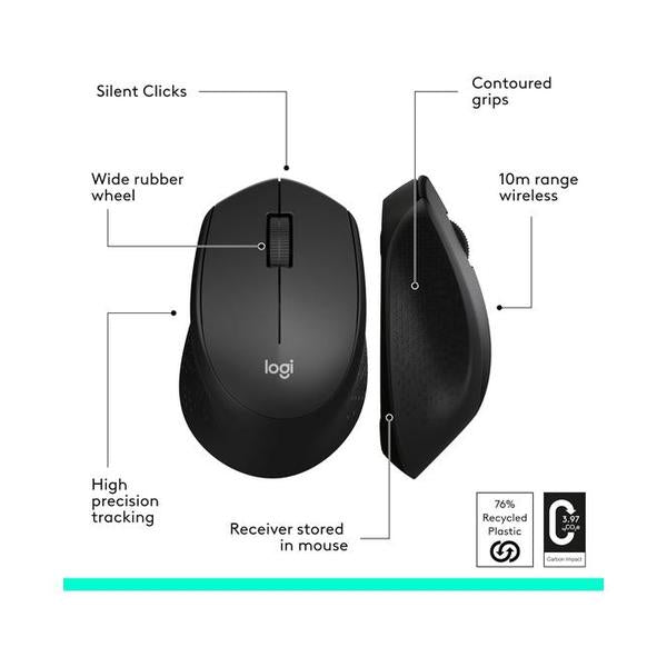 Logitech M330 Silent Wireless Mouse, 2.4GHz with USB Receiver, Optical Tracking, Quiet & Lightweight, Long Battery Life, for PC, Mac, Laptop, Chromebook