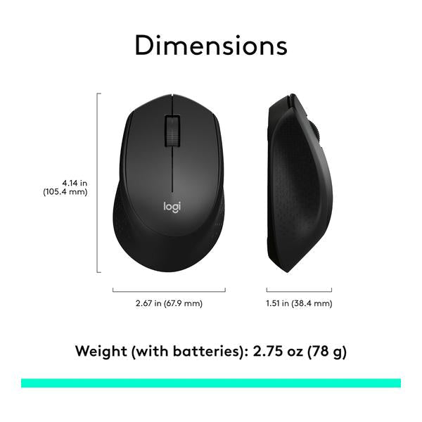 Logitech M330 Silent Wireless Mouse, 2.4GHz with USB Receiver, Optical Tracking, Quiet & Lightweight, Long Battery Life, for PC, Mac, Laptop, Chromebook
