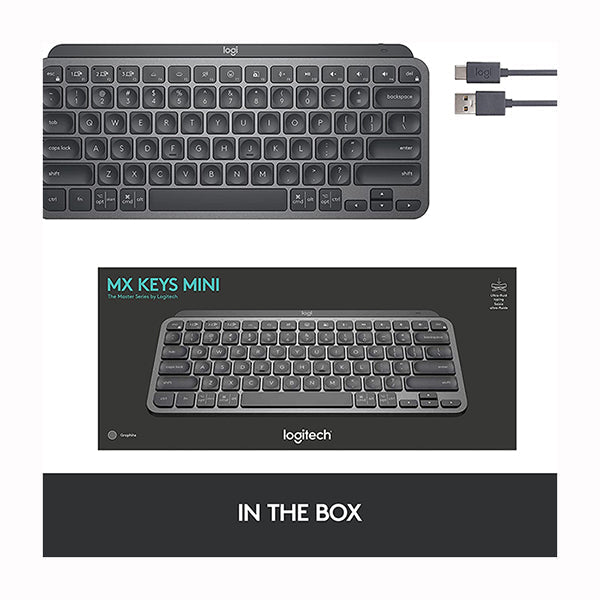 Logitech MX Keys Mini Minimalist Wireless Illuminated Keyboard, Compact, Bluetooth, Backlit, USB-C, Compatible with Apple macOS, iOS, Windows, Linux, Android, Metal Build - 920-010498