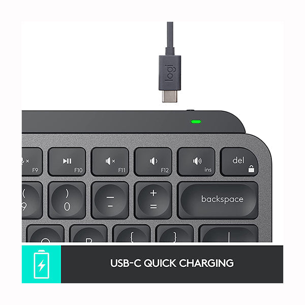 Logitech MX Keys Mini Minimalist Wireless Illuminated Keyboard, Compact, Bluetooth, Backlit, USB-C, Compatible with Apple macOS, iOS, Windows, Linux, Android, Metal Build - 920-010498