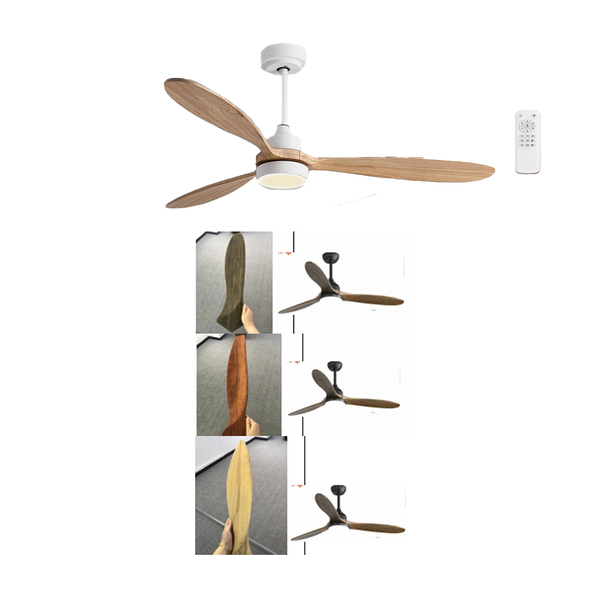 LOTUS Ceiling Fan with Light, 52" Wood Ceiling Fan with Light Remote Control, 6 Speeds, Low Profile Ceiling Fan Light for Indoor/Outdoor ESC-193