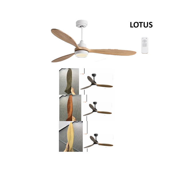 LOTUS Ceiling Fan with Light, 52" Wood Ceiling Fan with Light Remote Control, 6 Speeds, Low Profile Ceiling Fan Light for Indoor/Outdoor ESC-193