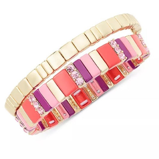 On 34th Women's Multicolor Gold-Tone 2-Pcs Set Bar Stretch Bracelets | On 34th In Lebanon