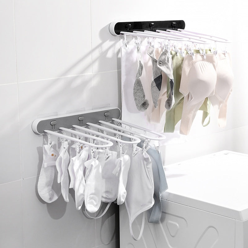 Household Folding Clothes Hanger Clothes Hanger Multi-Clip Drying Wall Hanging Socks