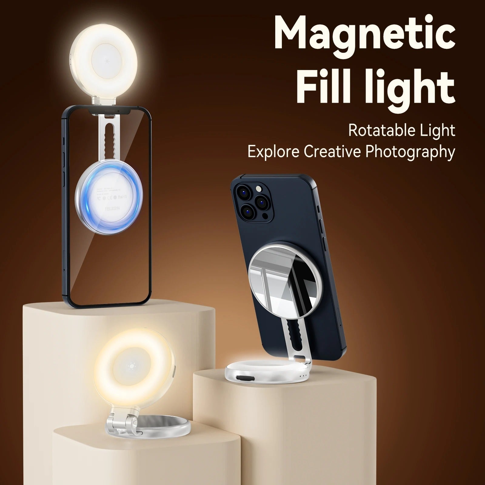 TELESIN Smartphone Magnetic Fill Light Mini Selfie Light 3 Modes