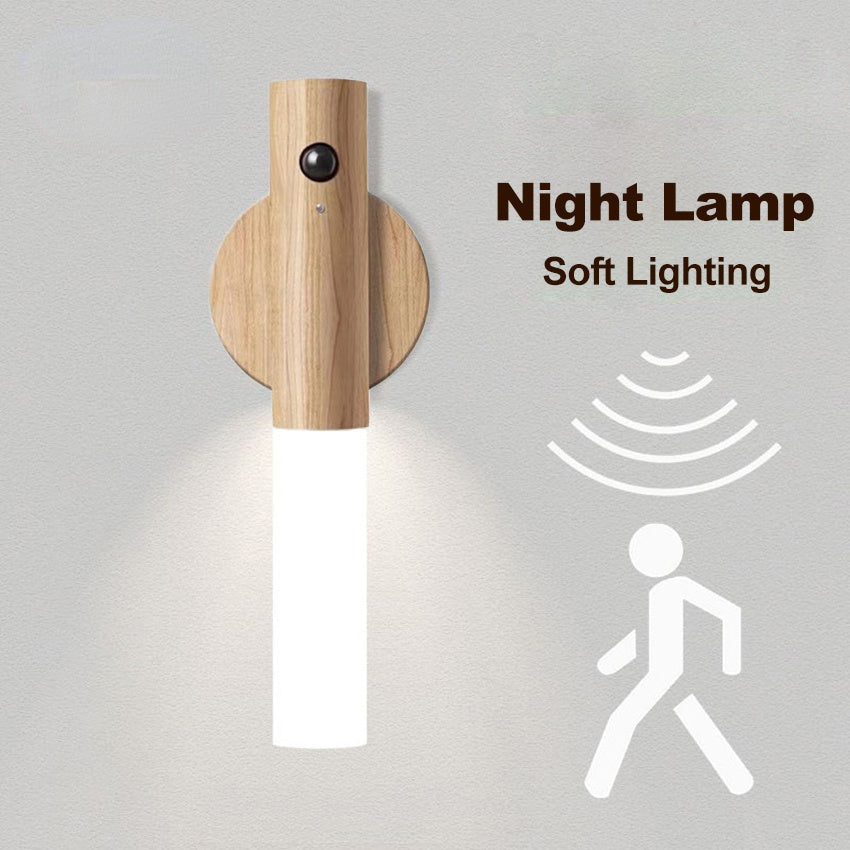 Smart Motion Sensor Night Light Portable USB Rechargeable Wireless Warm Cabinet Light Wardrobe Lamp