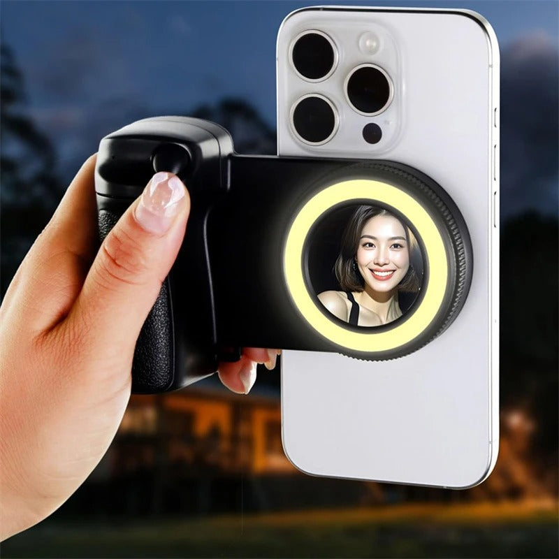 3-In-1 Magnetic Phone Grip & Mini Ring Light (Includes Remote)