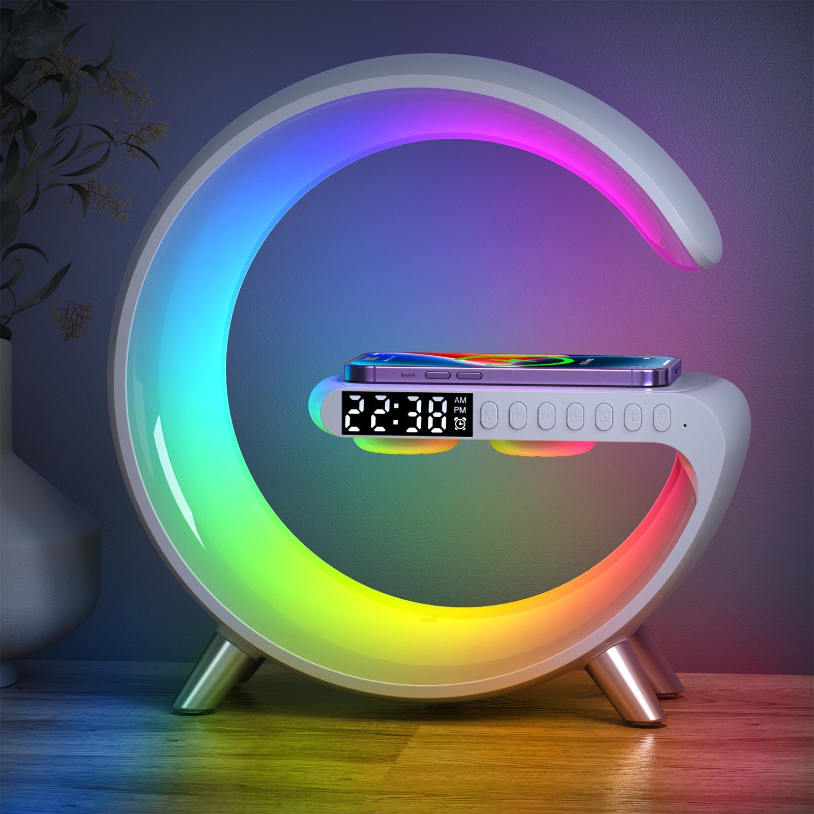 ORIGINAL Multifunctional Alarm Clock Night Light Mobile phone Wireless Charging Bluetooth Speaker Smart APP Control