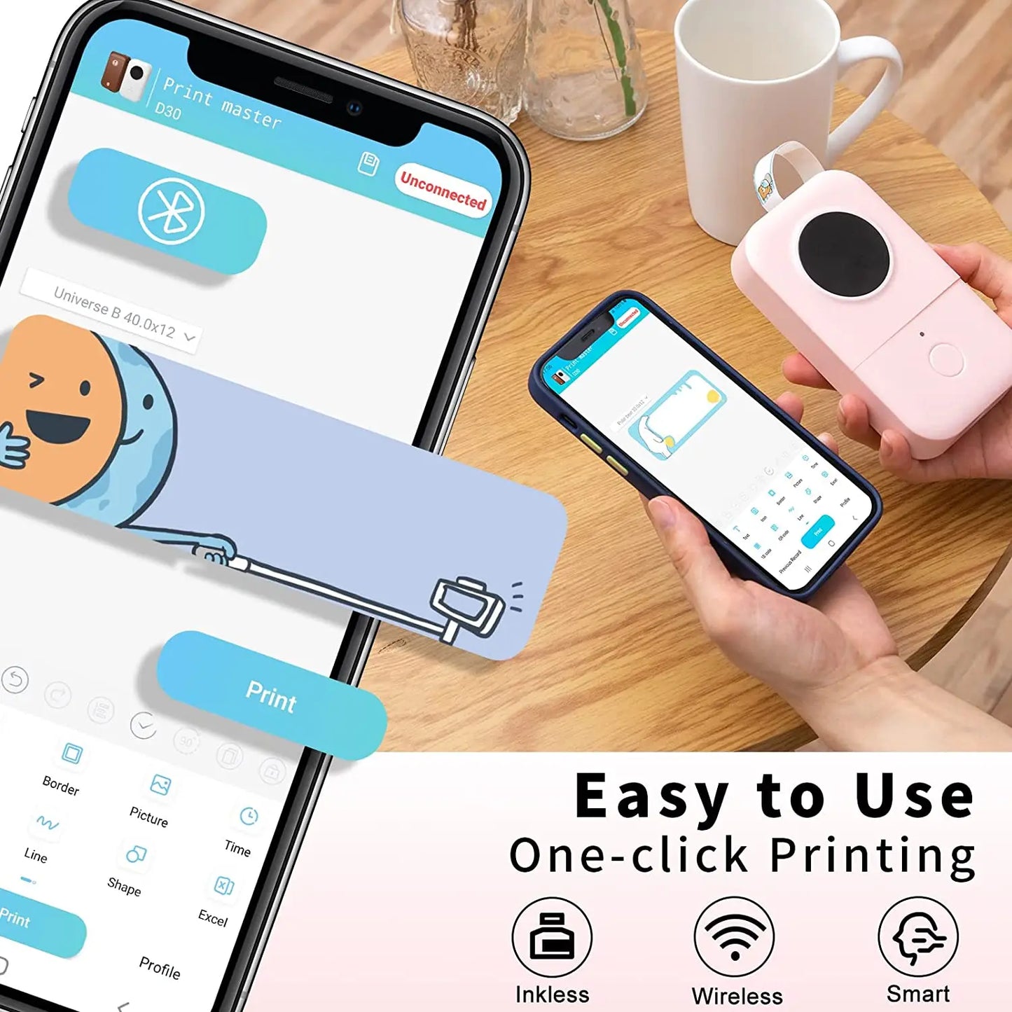 Original PHONEMO Label Maker Machine, Portable Bluetooth Mini