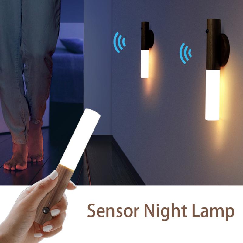 Smart Motion Sensor Night Light Portable USB Rechargeable Wireless Warm Cabinet Light Wardrobe Lamp