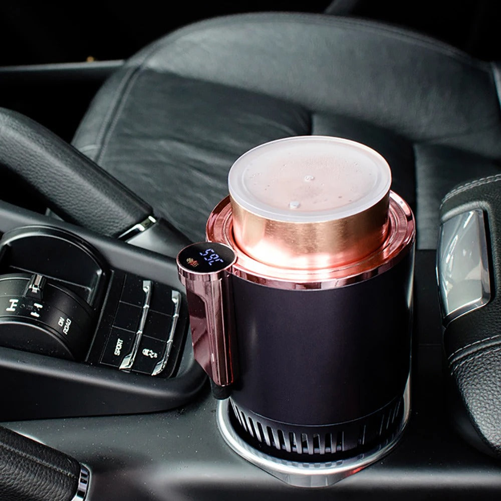 2-in-1 Car Cup Holder with Temperature Display – Fast Cooling & Heating for Drinks