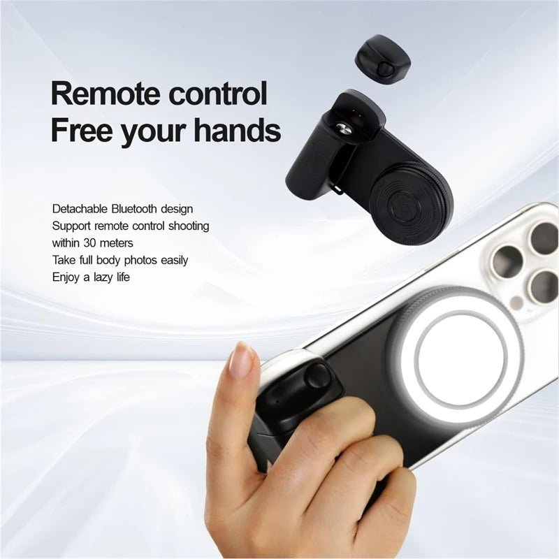 3-In-1 Magnetic Phone Grip & Mini Ring Light (Includes Remote)