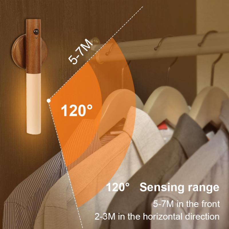 Smart Motion Sensor Night Light Portable USB Rechargeable Wireless Warm Cabinet Light Wardrobe Lamp