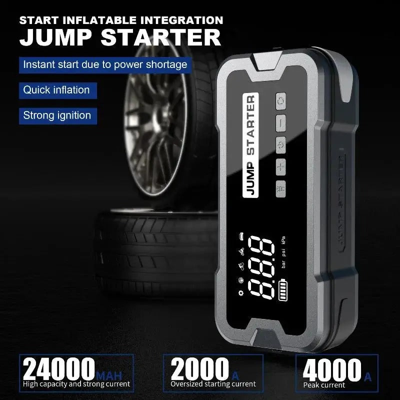 4 In 1 Car Jump Starter Air Pump Power Bank Lighting