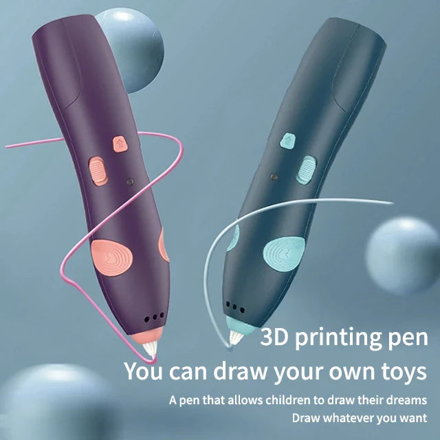USB Rechargeable Low Temperature 3D Printing Pen DIY Creation Kids Drawing Toy - Dark Blue