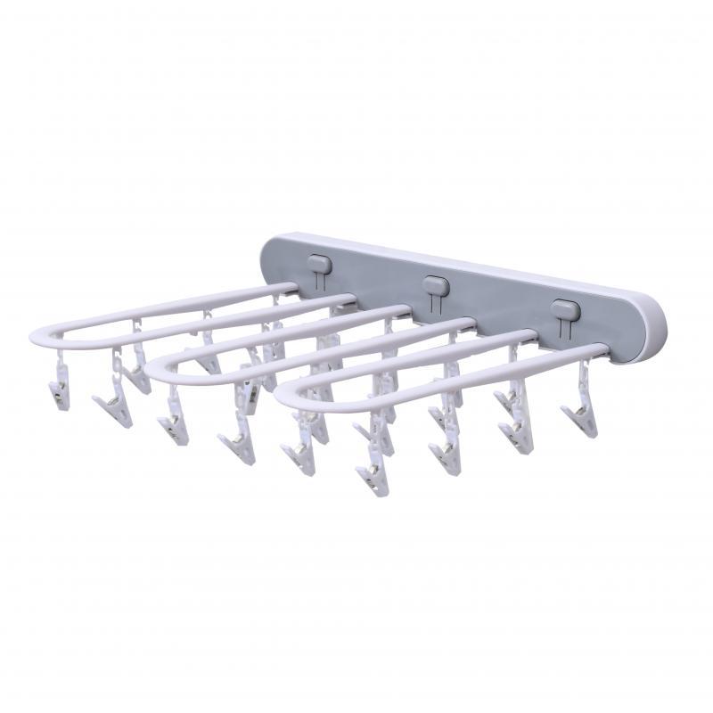 Household Folding Clothes Hanger Clothes Hanger Multi-Clip Drying Wall Hanging Socks