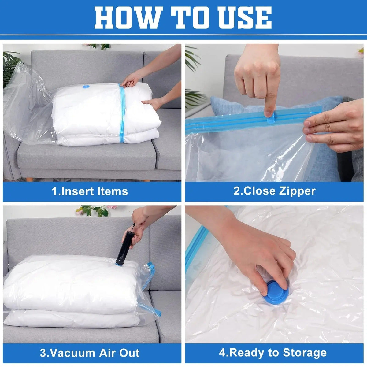 Set of 5 Vacuum Sealer Bags with Hand Pump